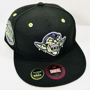 Green Goblin Marvel Glow in the Dark Radioactive Fitted Hat Cap 7 1/4 Black